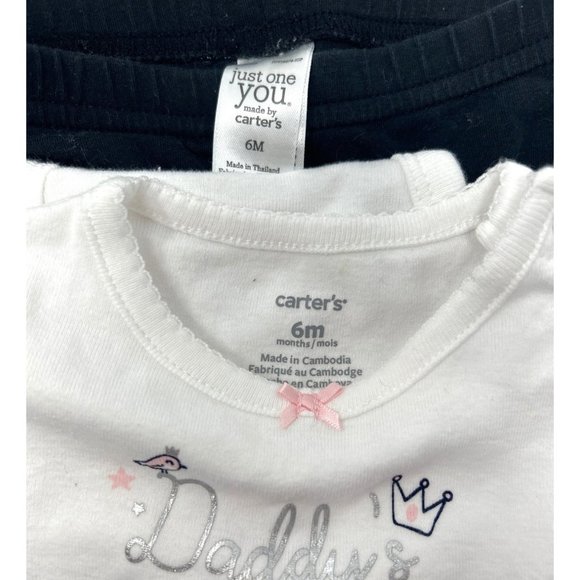 2 Baby Girl Matching Outfits - Orange Leggings, White Long Sleeve Shirt, Black L - Picture 9 of 9